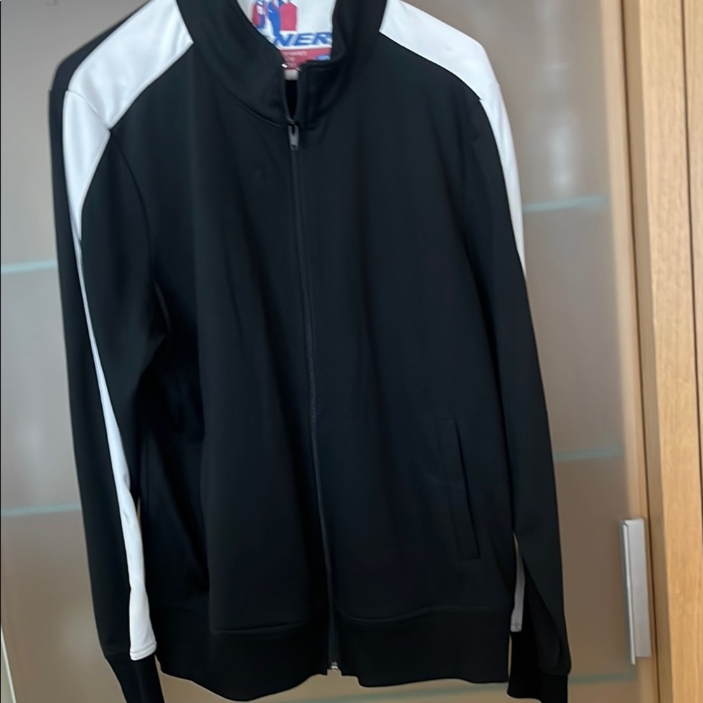 Black and White Zip-Up Track Jacket